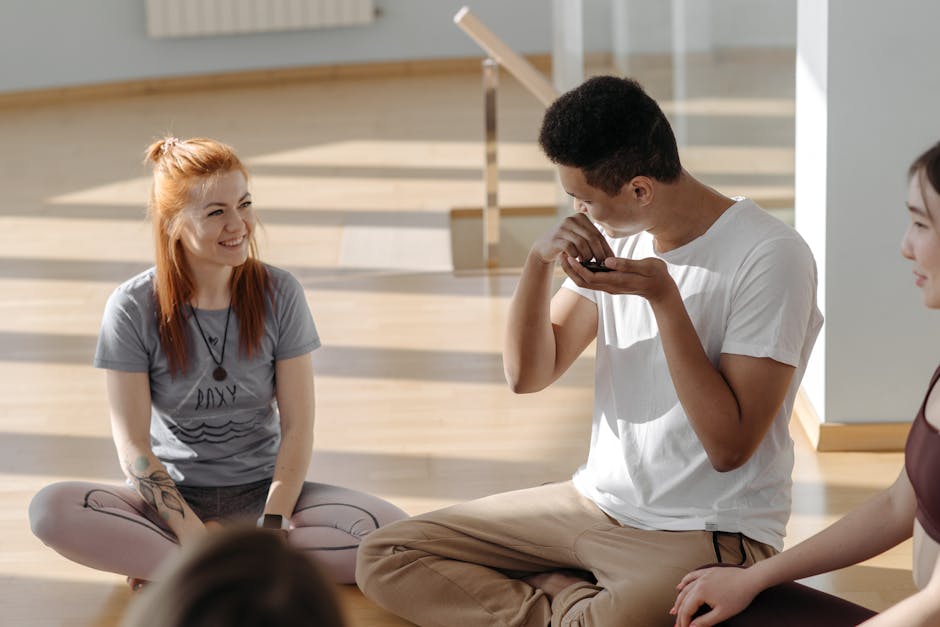 Diverse group of people practicing yoga