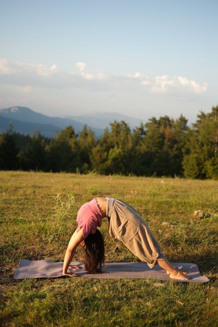 Woman practicing yoga outdoors
